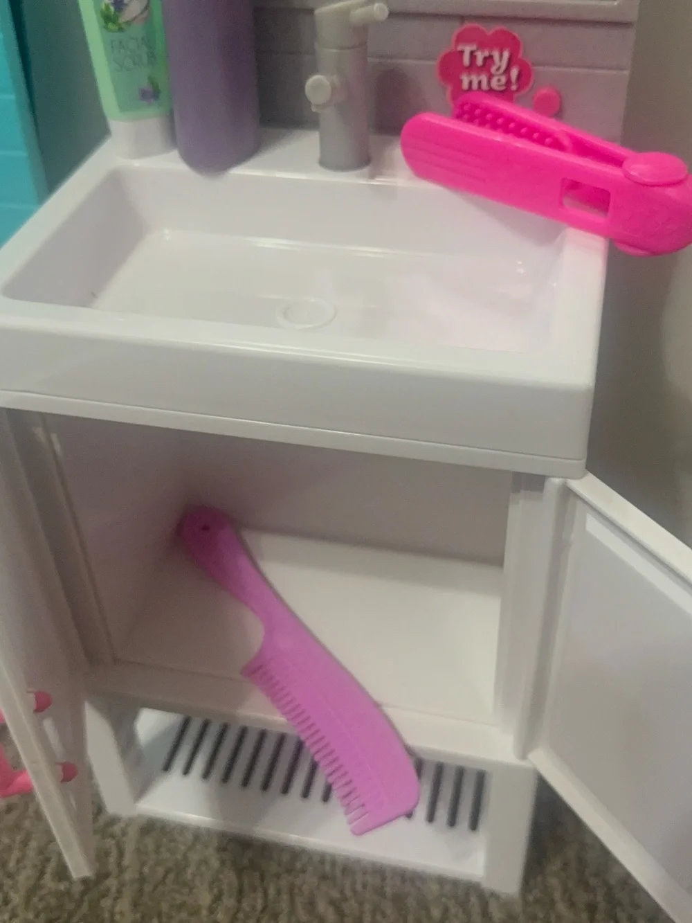 My Life As Doll Bathroom Vanity Set - Shower Play Sink & Mirror Toilet